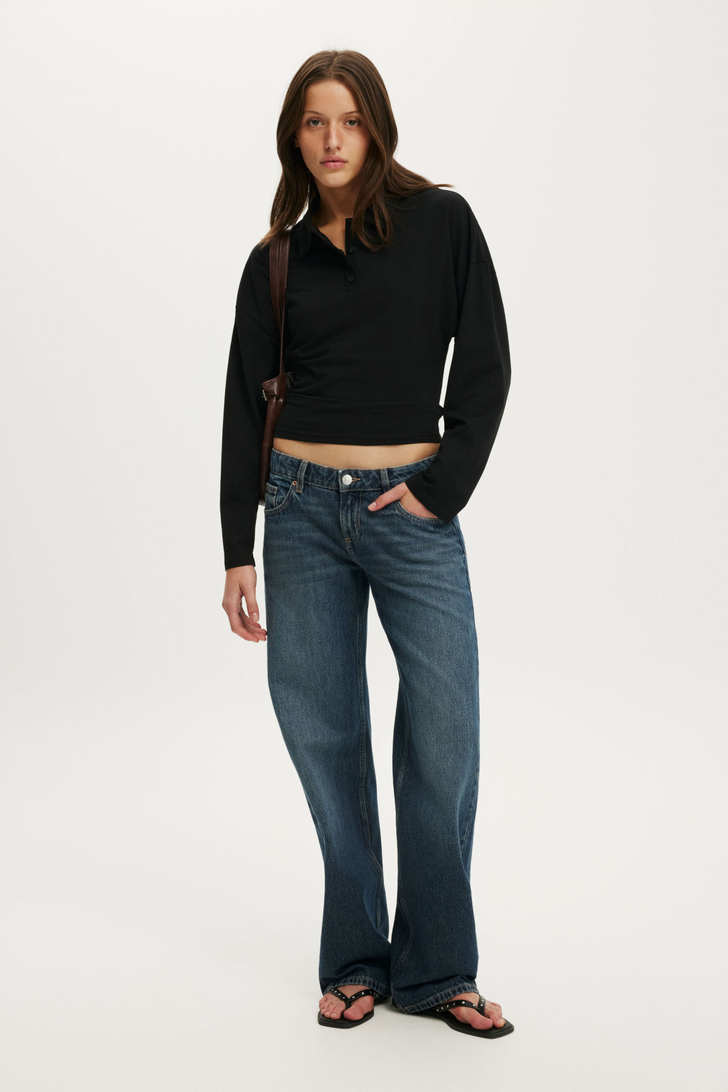 Everyday Smooth Polo Long Sleeve, BLACK - example image 2