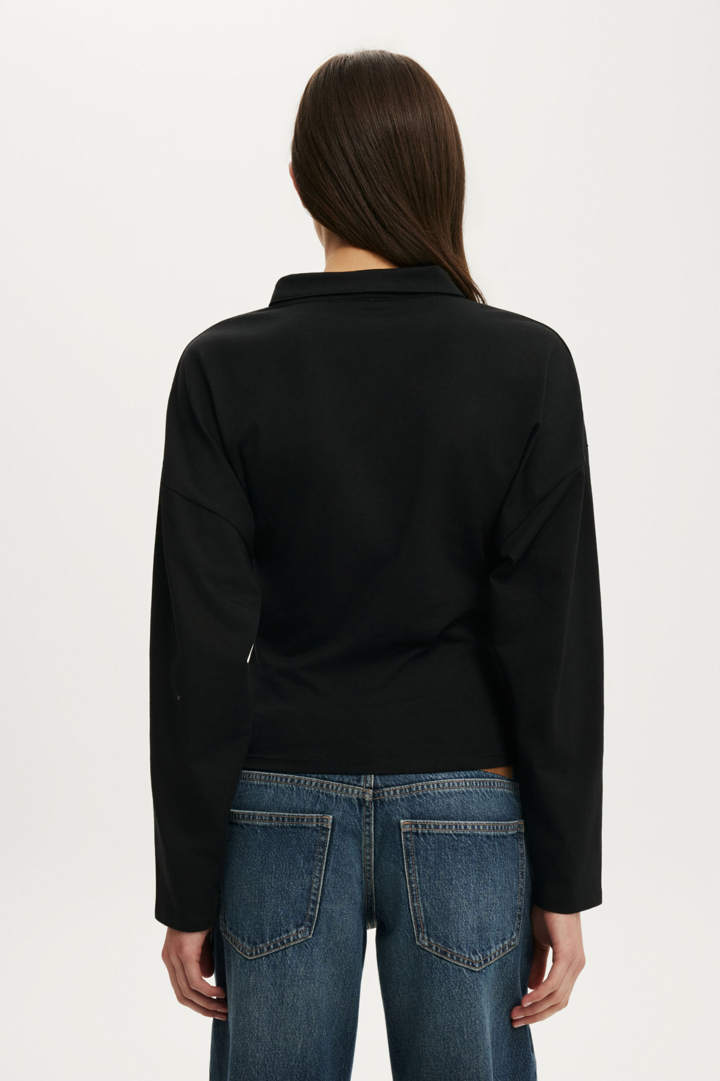 Everyday Smooth Polo Long Sleeve, BLACK - example image 3
