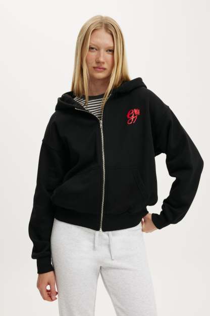 KATSEYE Music Graphic Zip Through Hoodie, LCN BRA KATSEYE/BLACK - example image 1