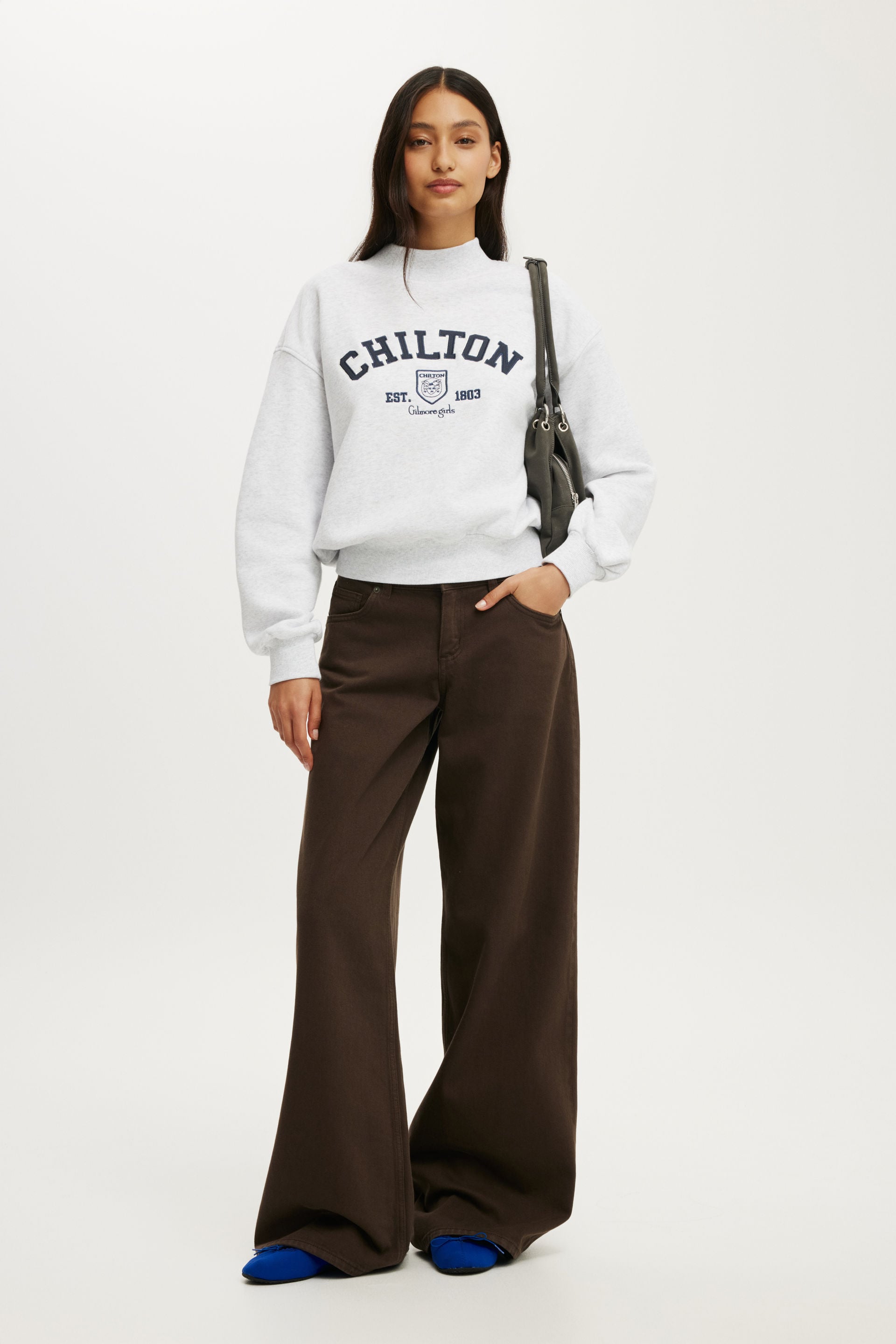 Gilmore Girls Mock Neck Sweatshirt, LCN WB GILMORE GIRLS/LIGHT GREY MARLE - example image 2