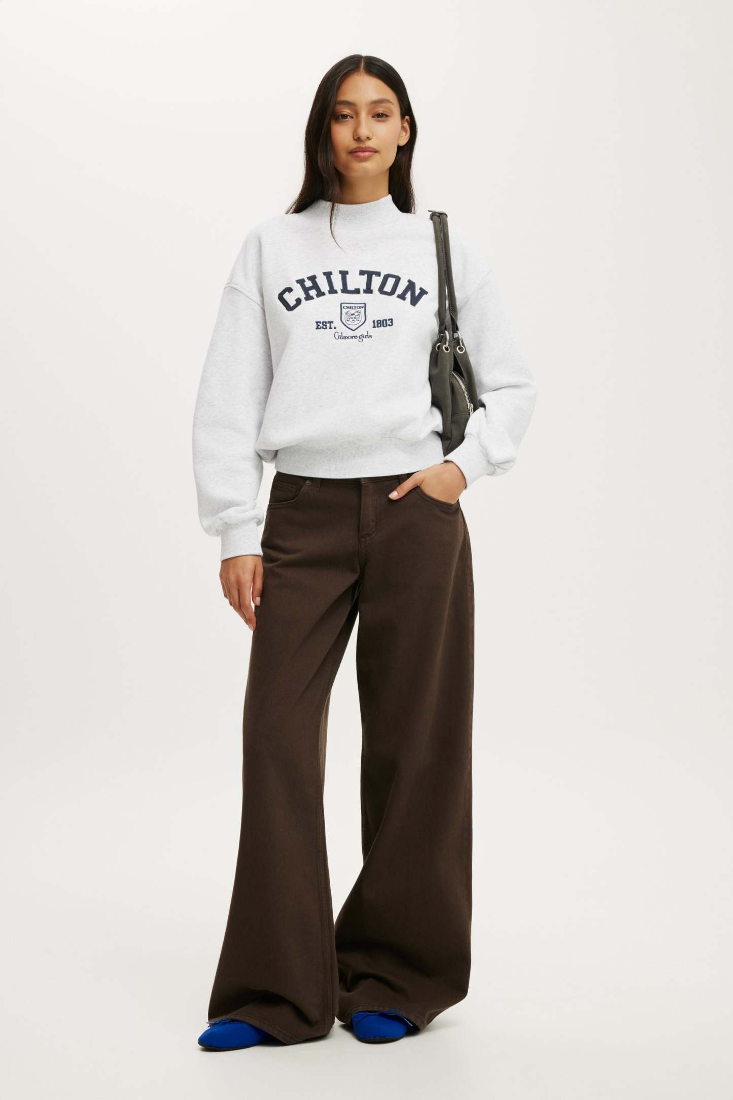 Gilmore Girls Mock Neck Sweatshirt, LCN WB GILMORE GIRLS/LIGHT GREY MARLE - example image 2