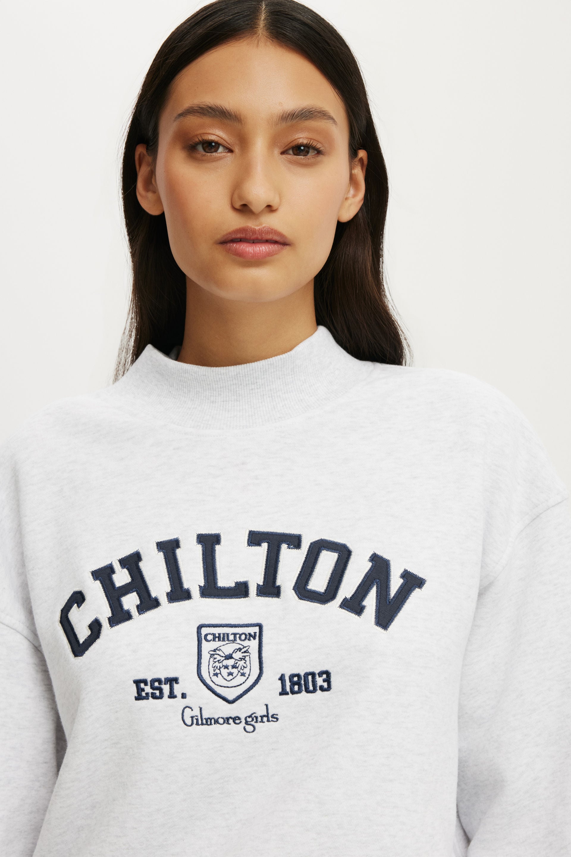 Gilmore Girls Mock Neck Sweatshirt, LCN WB GILMORE GIRLS/LIGHT GREY MARLE - example image 4