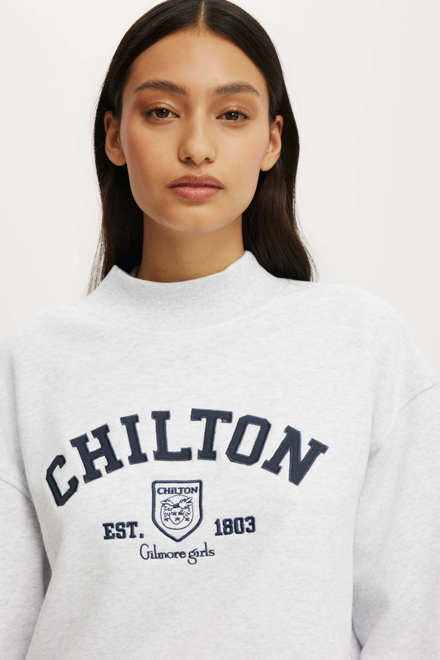 Gilmore Girls Mock Neck Sweatshirt, LCN WB GILMORE GIRLS/LIGHT GREY MARLE - example image 4
