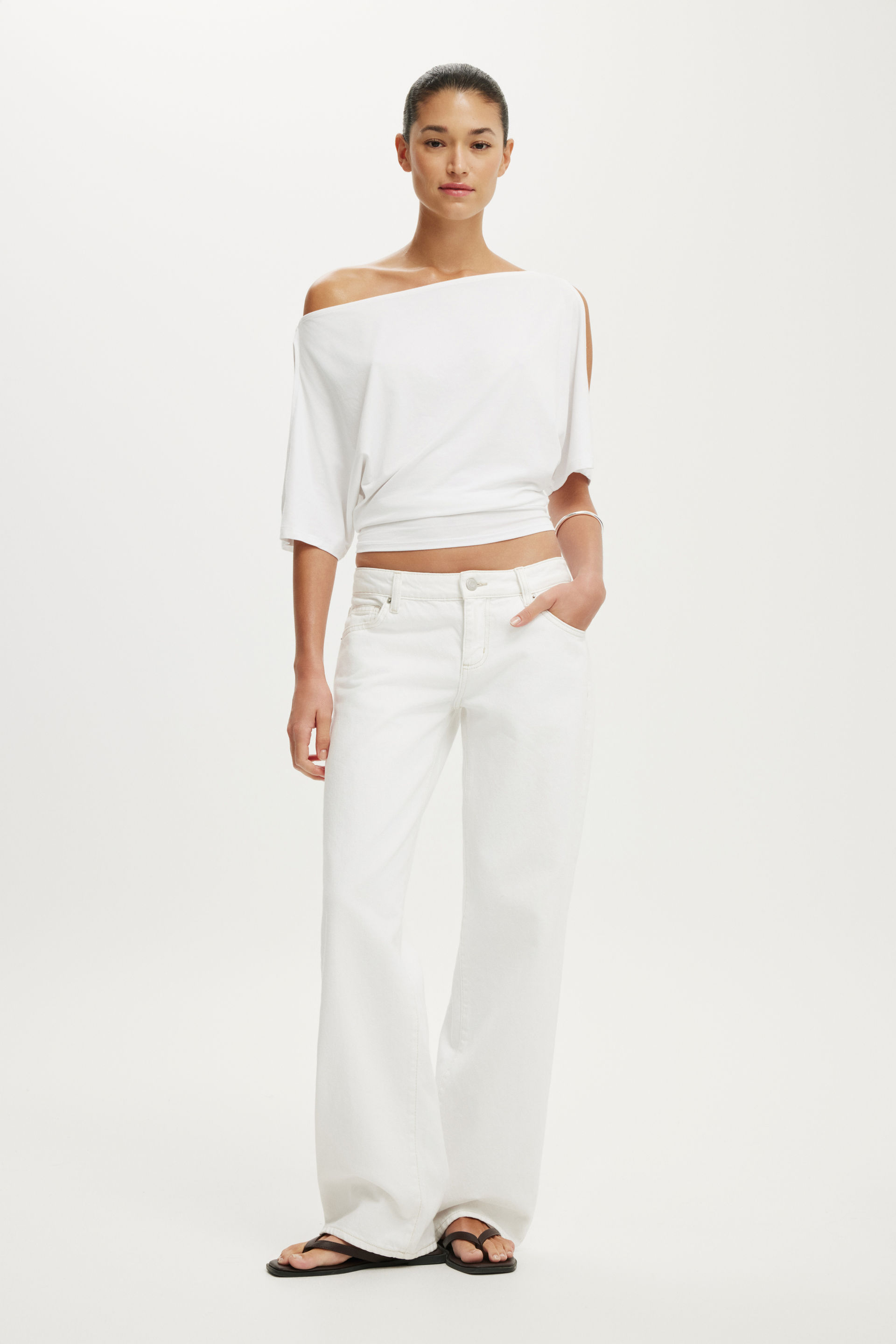 Sonny Cold Shoulder Short Sleeve, WHITE - example image 2