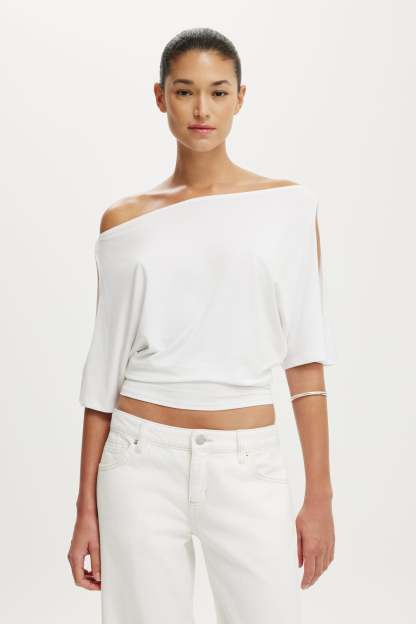 Sonny Cold Shoulder Short Sleeve, WHITE - example image 1