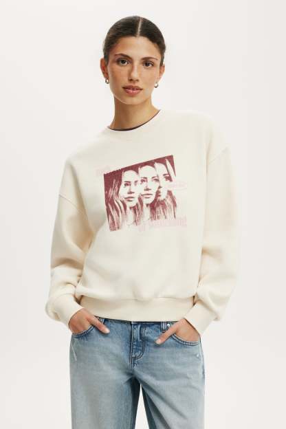 Hilary Duff Music Boxy Crew Sweatshirt, LCN WMG HILARY DUFF/COCONUT - example image 2