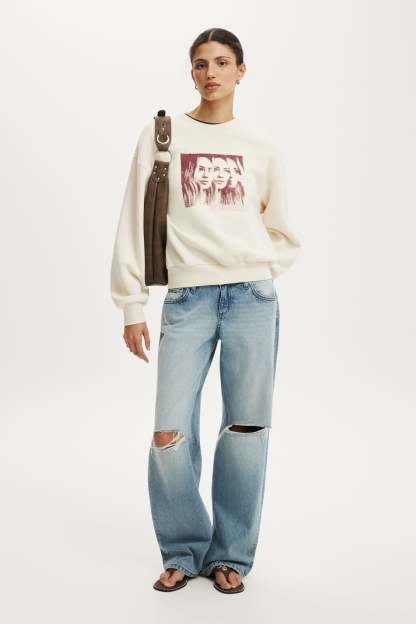 Hilary Duff Music Boxy Crew Sweatshirt, LCN WMG HILARY DUFF/COCONUT - example image 1
