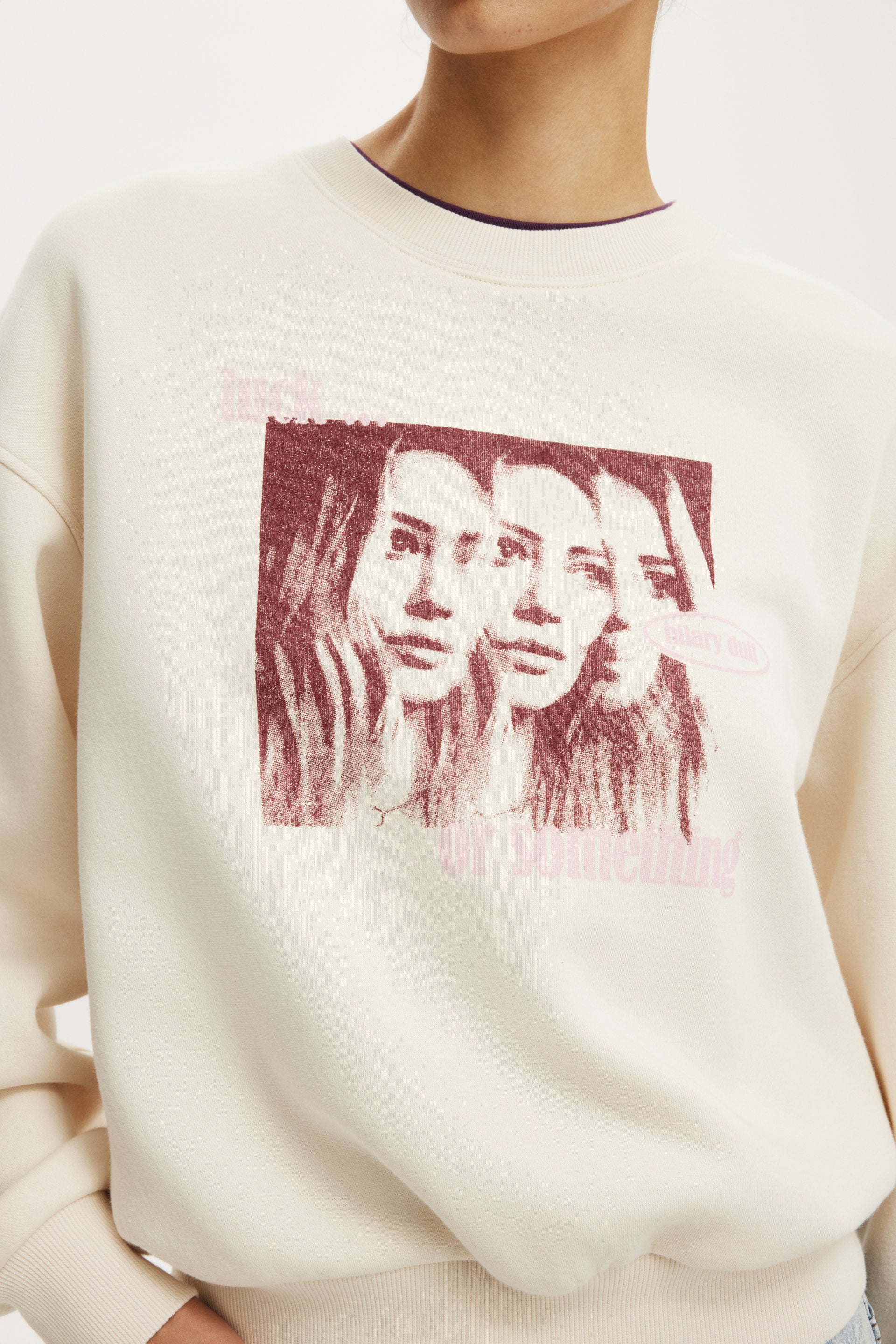 Hilary Duff Music Boxy Crew Sweatshirt, LCN WMG HILARY DUFF/COCONUT - example image 3