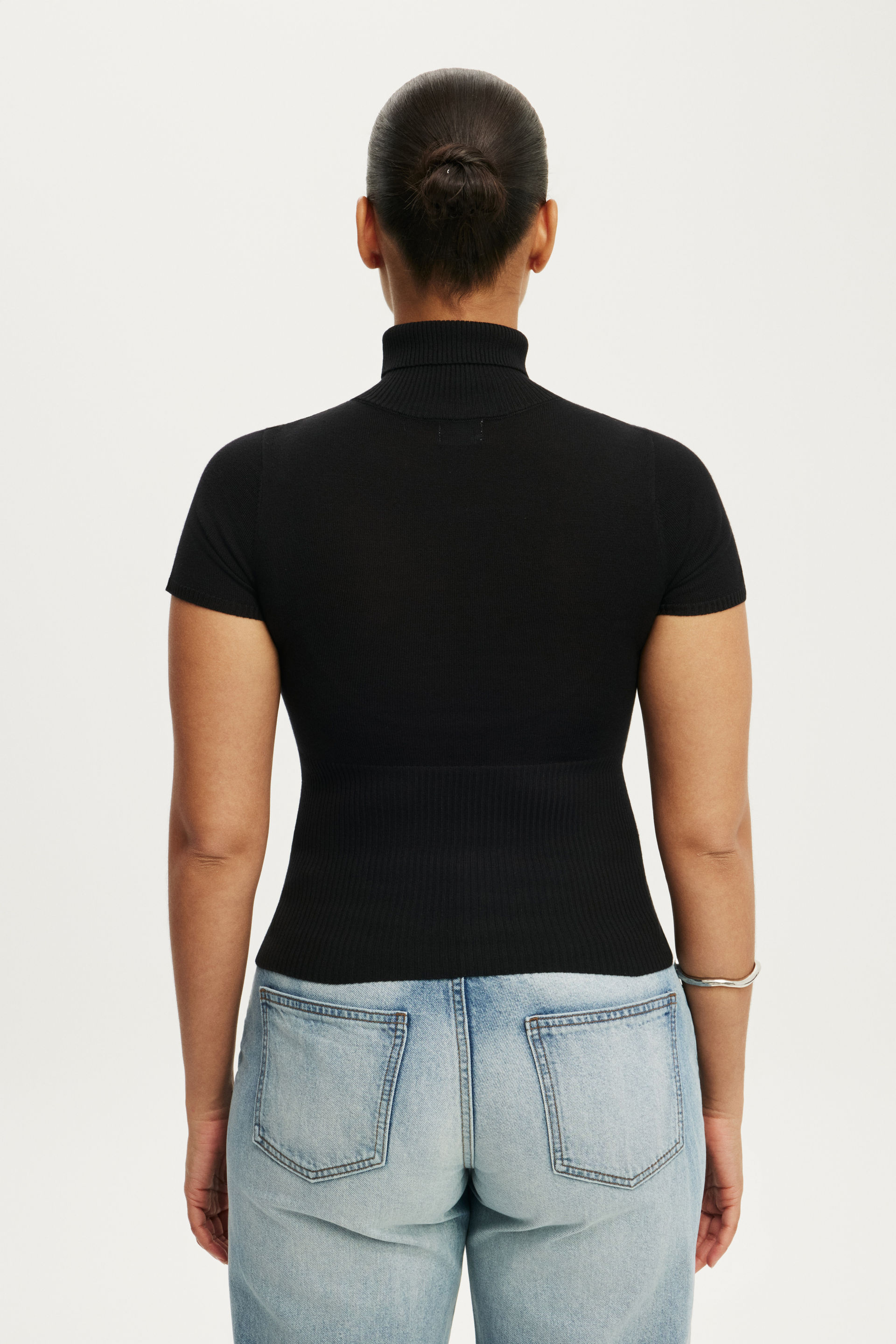 Close Knit Ss Roll Neck, BLACK - example image 3