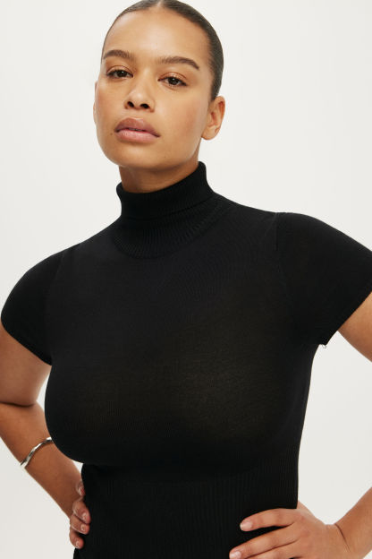 Close Knit Ss Roll Neck, BLACK - example image 4