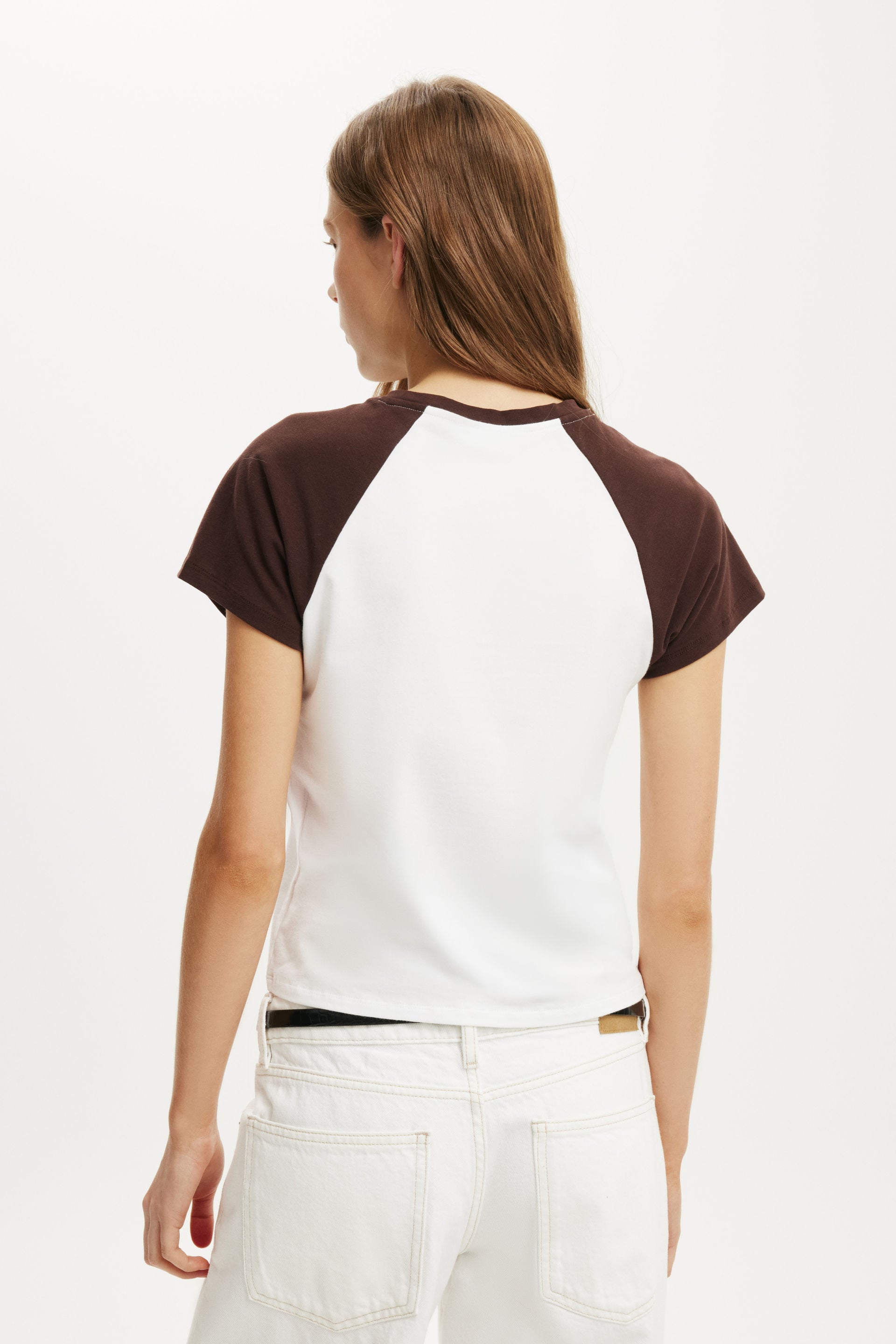 90S Baby Raglan Tee, WHITE/DARK OAK - example image 3