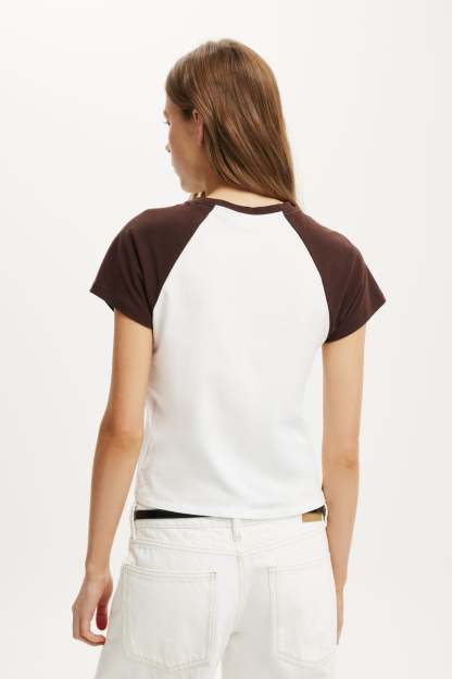 90S Baby Raglan Tee, WHITE/DARK OAK - example image 3