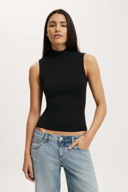 Mock Neck Tank, BLACK - example image 1