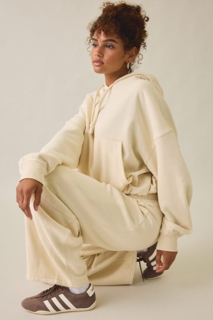Out From Under Essential Barrel Leg Full Length Sweatpants - Oyster