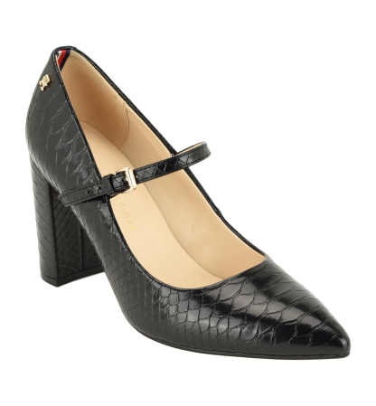 Tommy Hilfiger Women's Aveniz Mary Jane Block Heel Pump - Black Snake