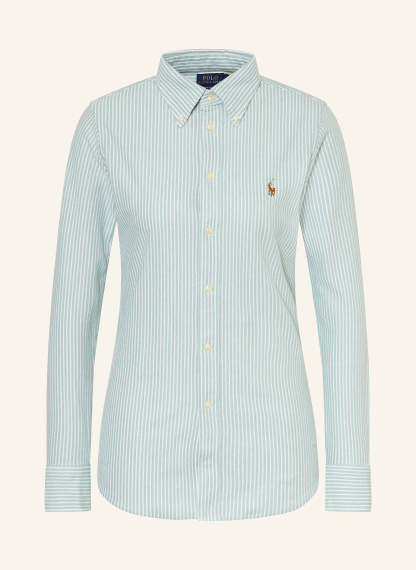 POLO RALPH LAUREN Hemdbluse aus Piqué – HELLGRÜN / WEISS