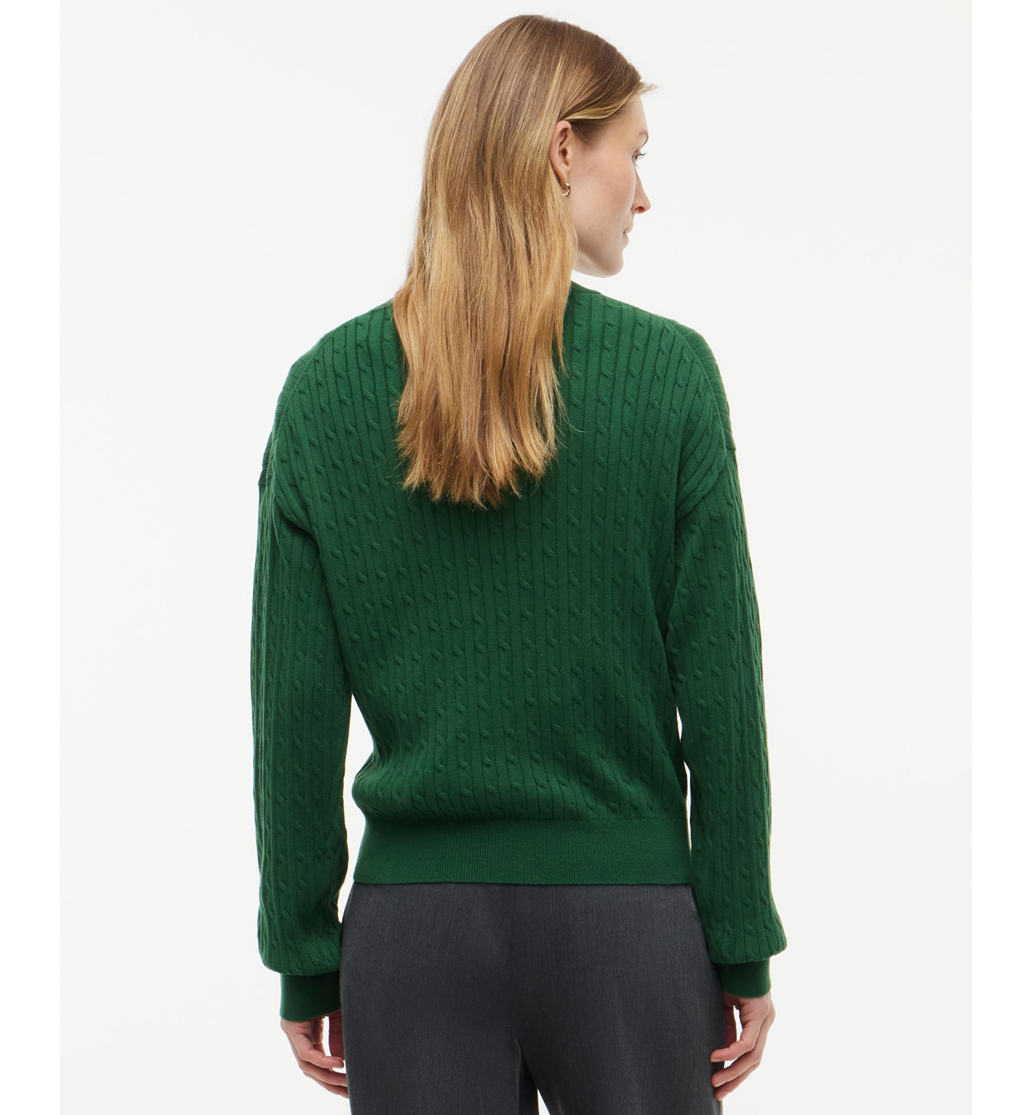 Tommy Hilfiger Women's Fine Gauge Cable-Knit Crewneck Sweater - Deep Evergreen