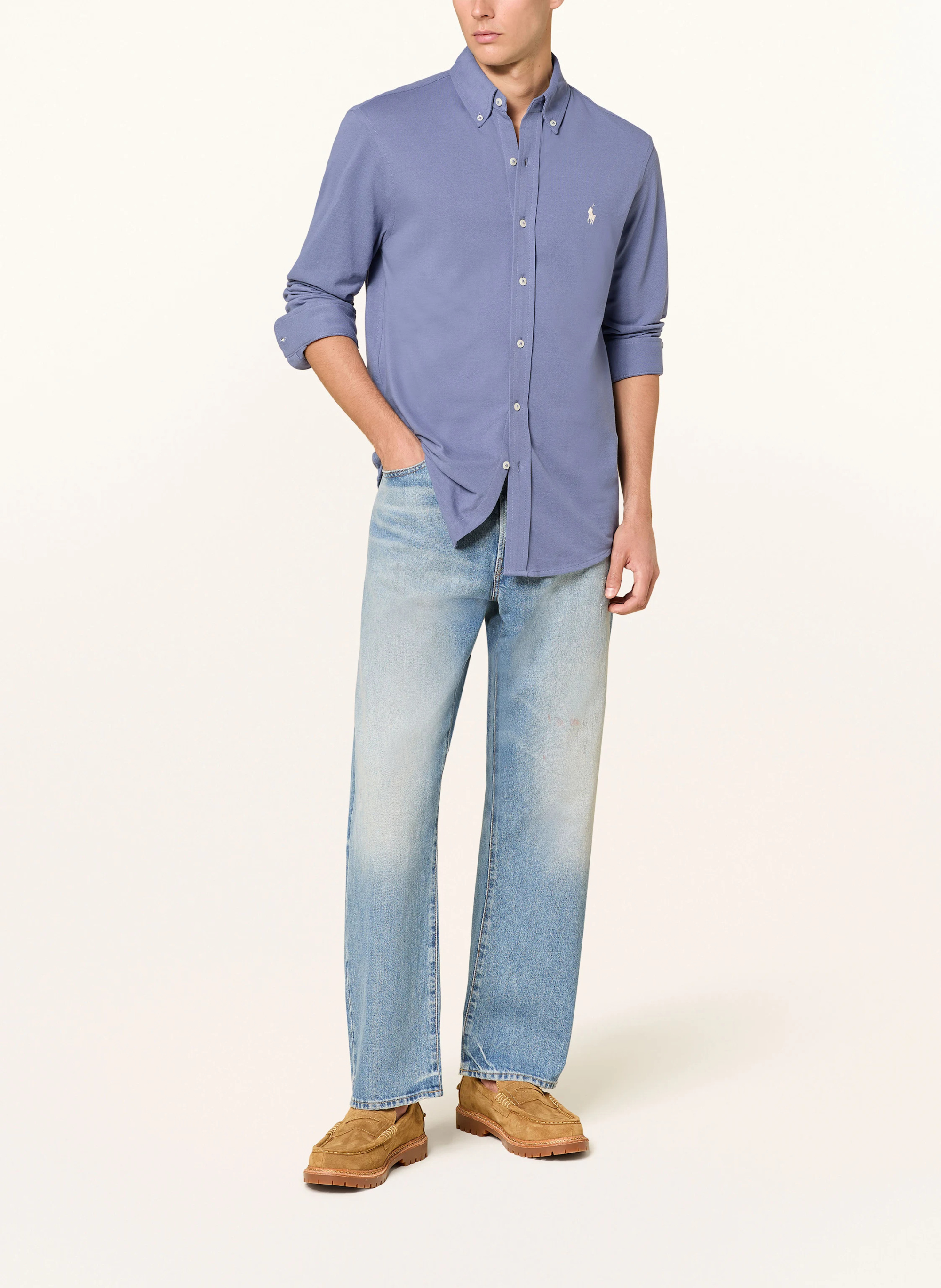 POLO RALPH LAUREN Piqué-Hemd Custom Fit – BLAUGRAU