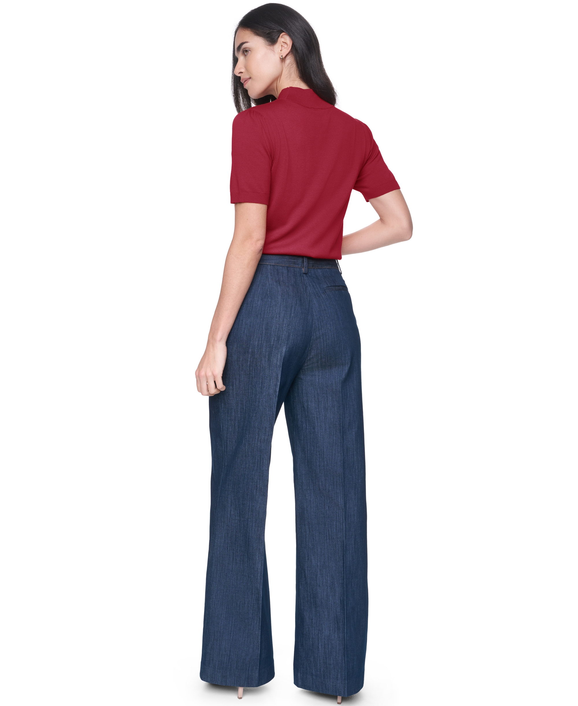 Tommy Hilfiger Women's Short-Sleeve Mock-Neck Puff-Sleeve Sweater - Crimson