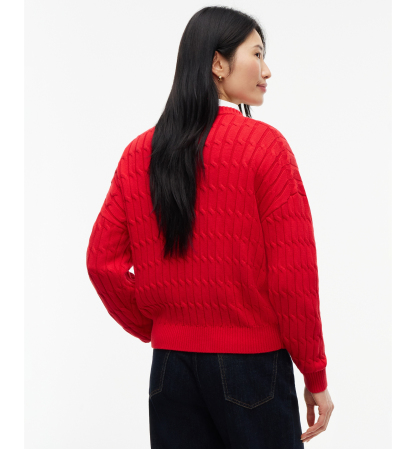 Tommy Hilfiger Women's Cable-Knit Crewneck Sweater - Red