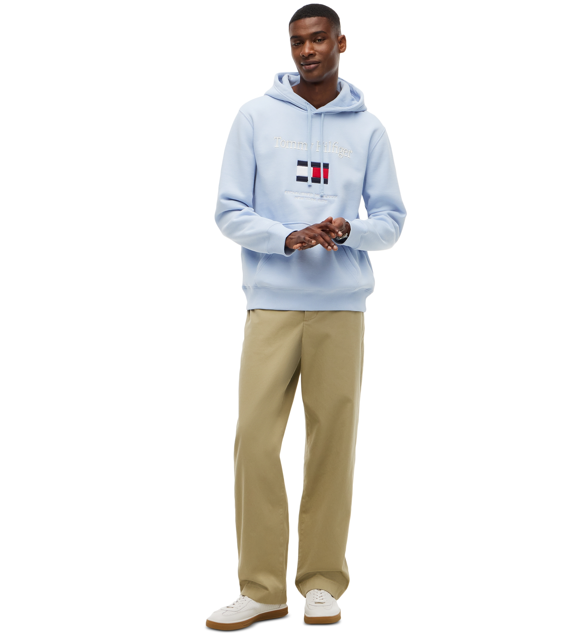 Tommy Hilfiger Men's Embroidered Flag Hoodie - Sky Blue