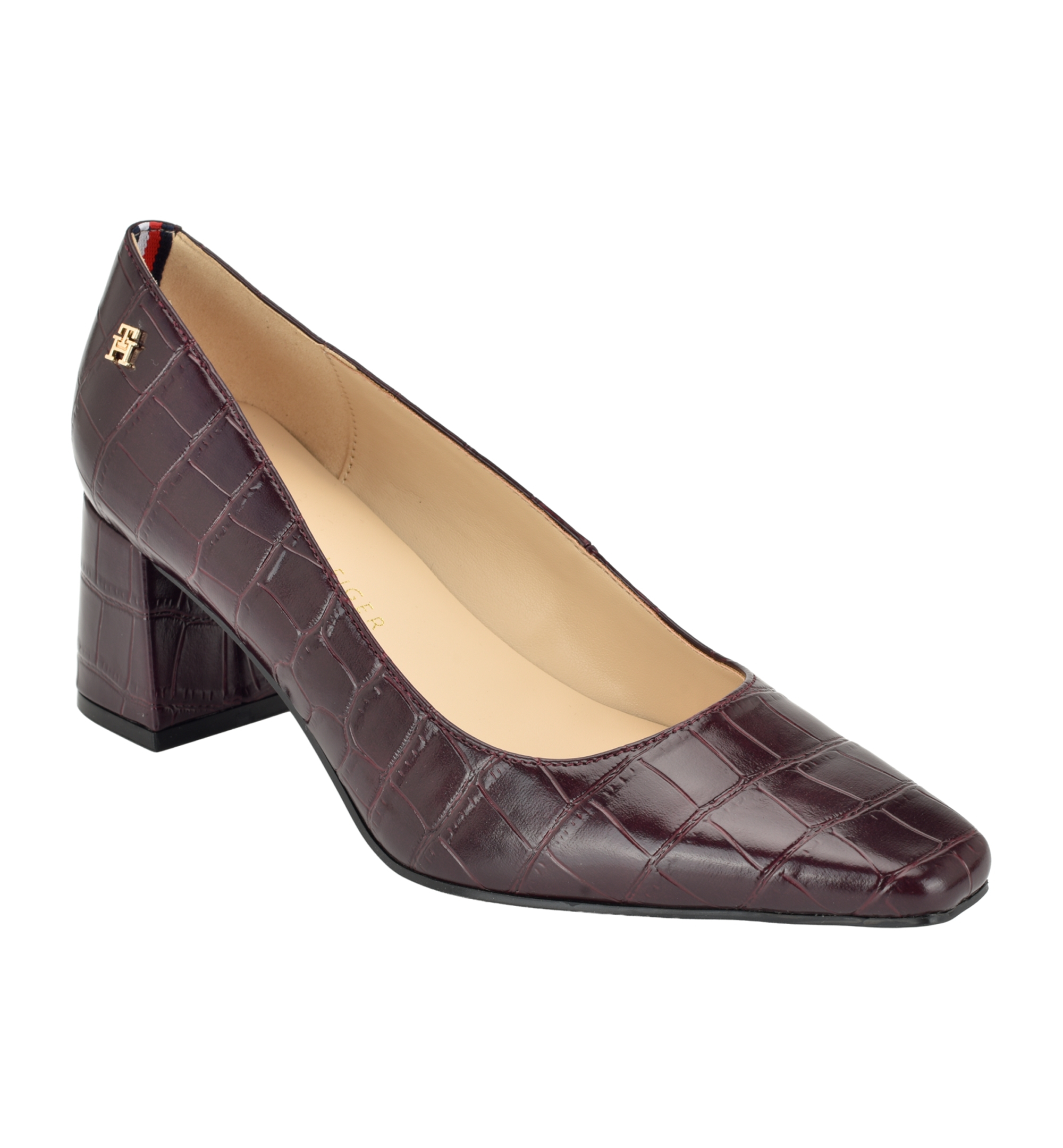 Tommy Hilfiger Women's Opheili Classic Block Heel Pumps - Dark Red Croco