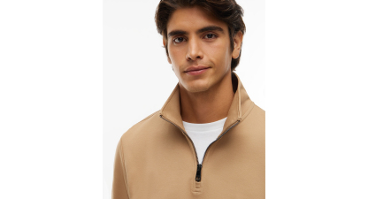 Tommy Hilfiger Men's Essential Intechno Knit Regular-Fit Quarter-Zip Sweatshirt - Safari Canvas