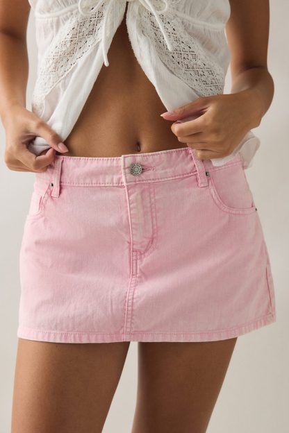 BDG Onna Denim Micro Mini Skirt - Pink