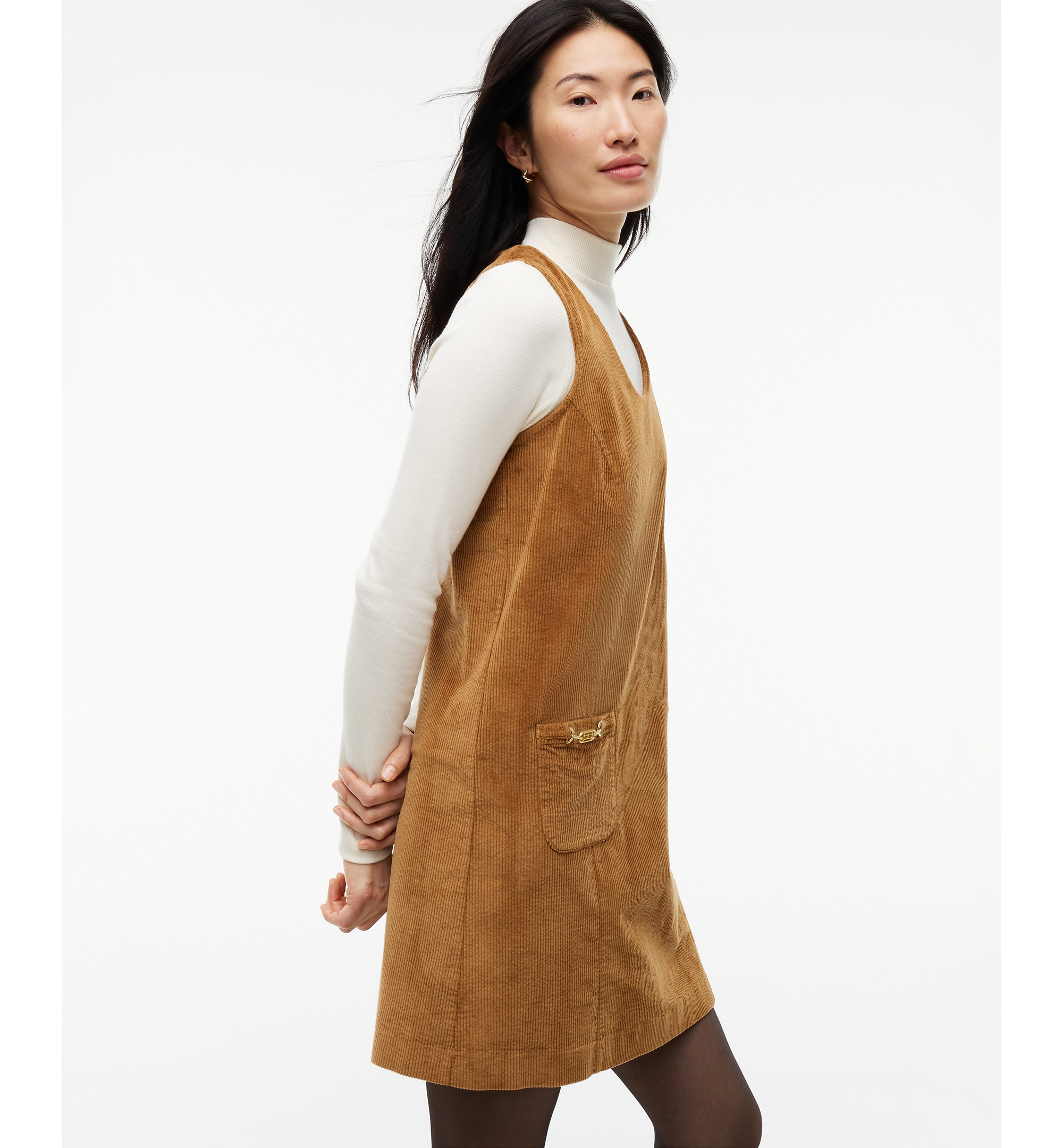 Tommy Hilfiger Women's Corduroy Scoop Neck Mini Dress - Desert Khaki