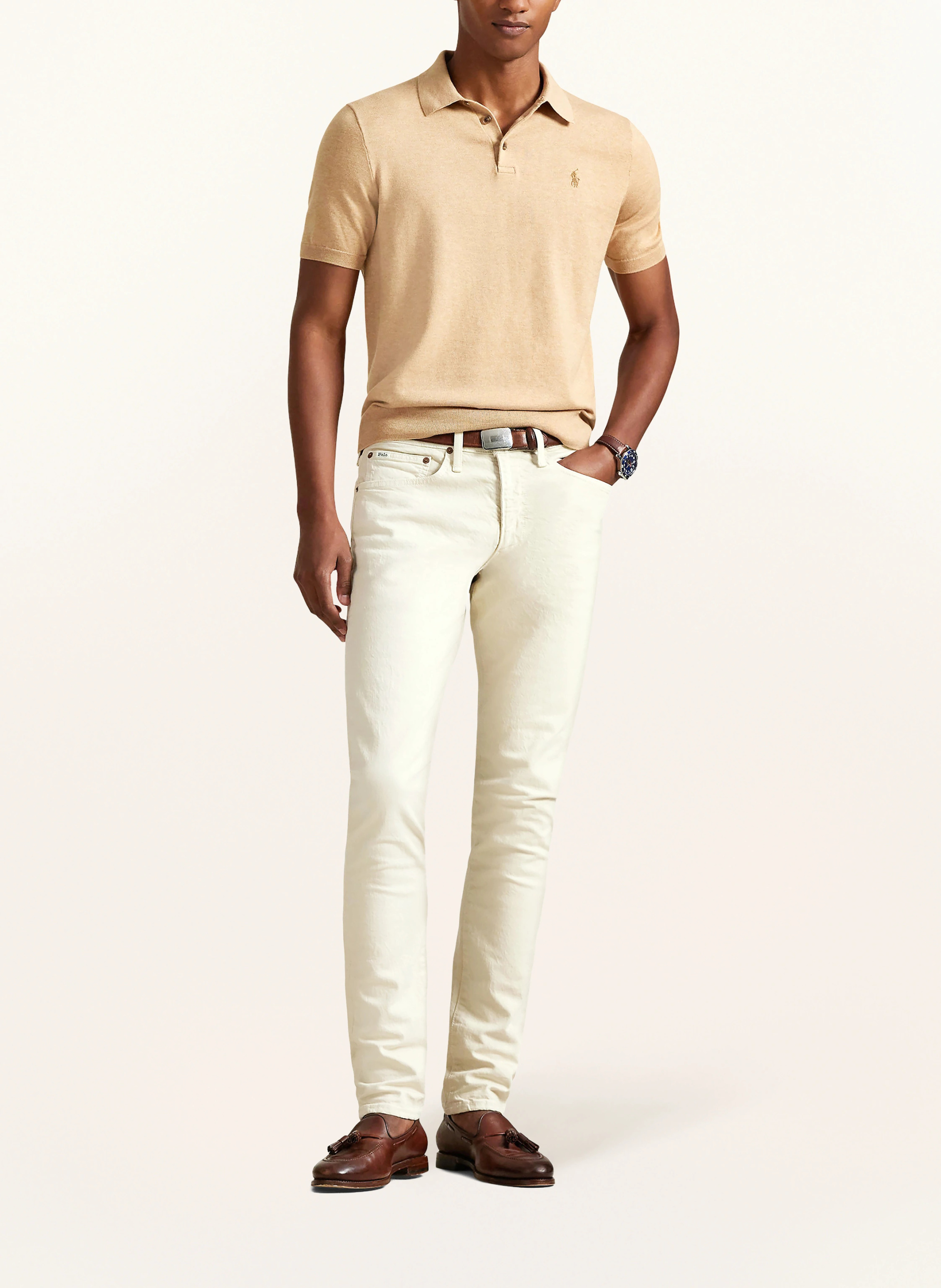 POLO RALPH LAUREN Strick-Poloshirt – BEIGE / BRAUN