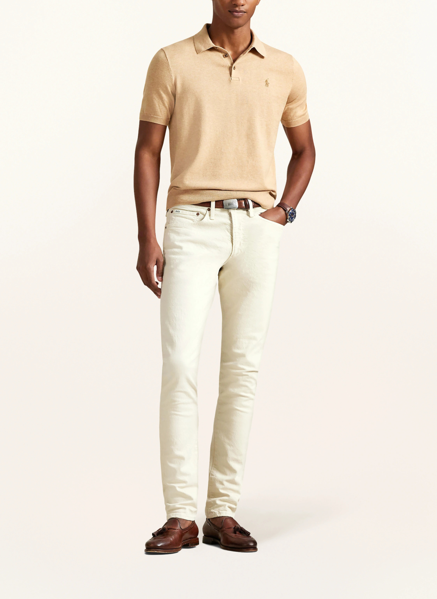POLO RALPH LAUREN Strick-Poloshirt – BEIGE / BRAUN