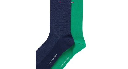 Tommy Hilfiger Men's Dress Reinforced Heel Crew Socks, 2-Pack - Navy/Green