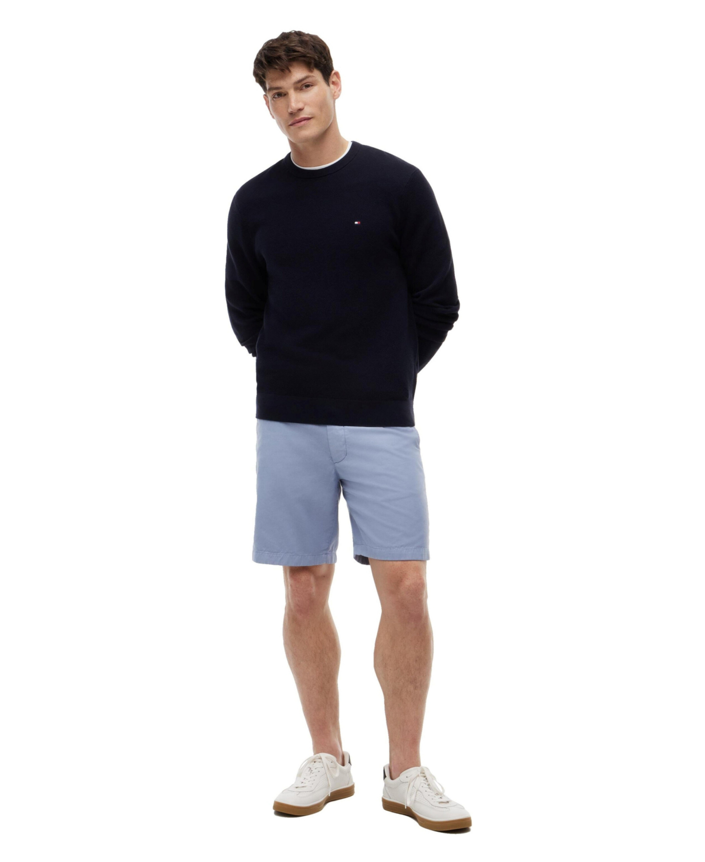 Tommy Hilfiger Men's Essential Texture Cotton Crewneck Sweater - Navy Blue
