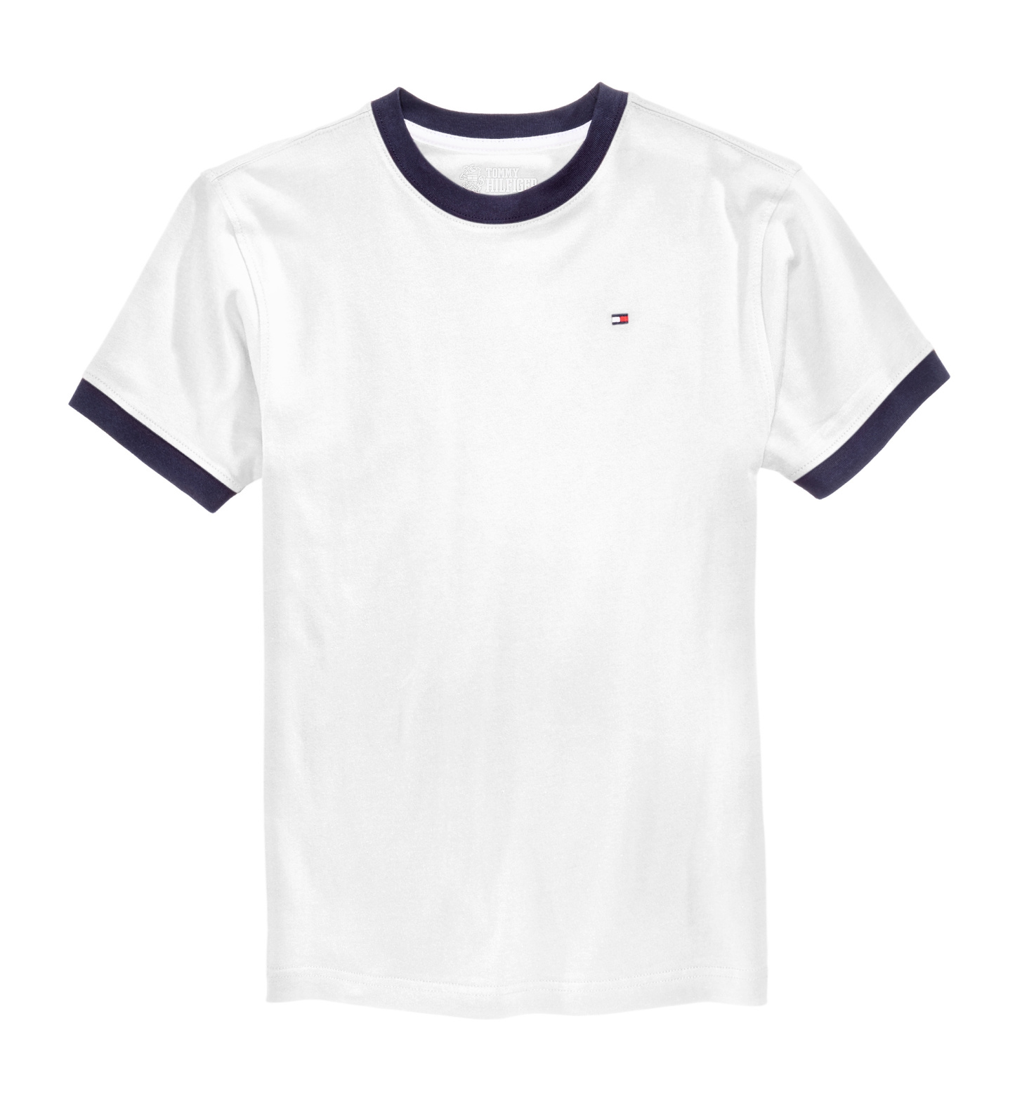 Tommy Hilfiger Boys' 2T-7 Contrast Trim Embroidered Logo Ken T-Shirt - White