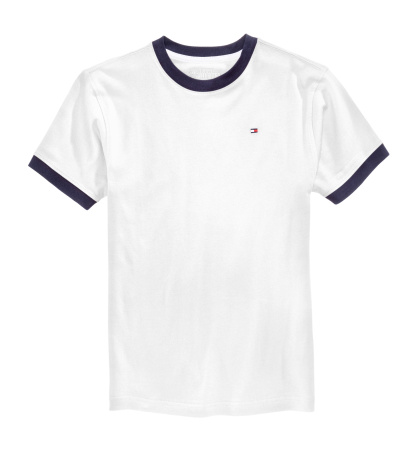 Tommy Hilfiger Boys' 2T-7 Contrast Trim Embroidered Logo Ken T-Shirt - White