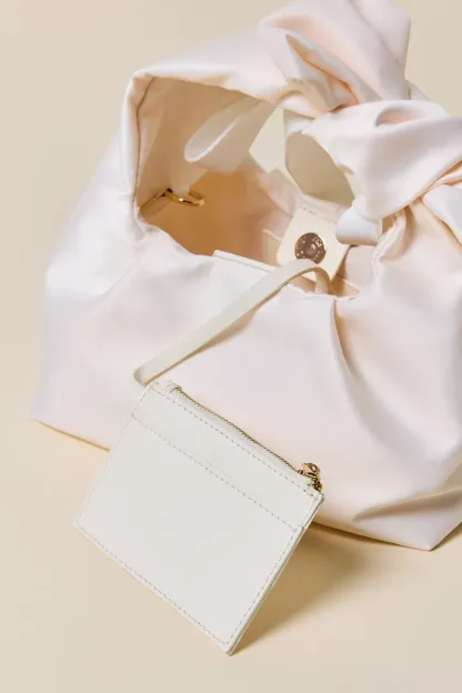 UO Halle Bow Satin Crossbody Bag - Ivory