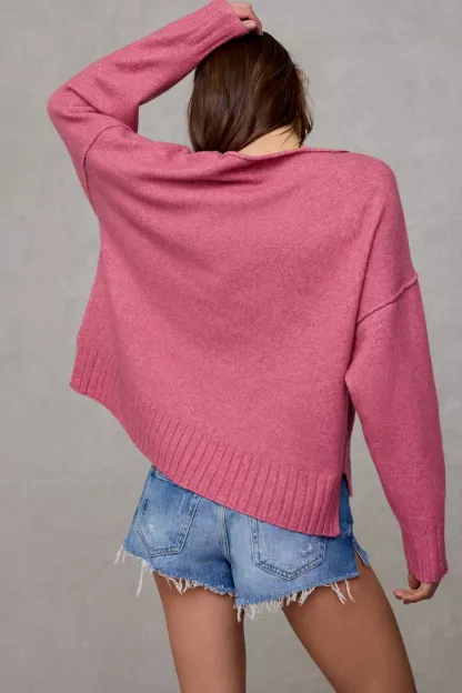 Out From Under So Soft Oversized Off-The-Shoulder Sweater - Rose