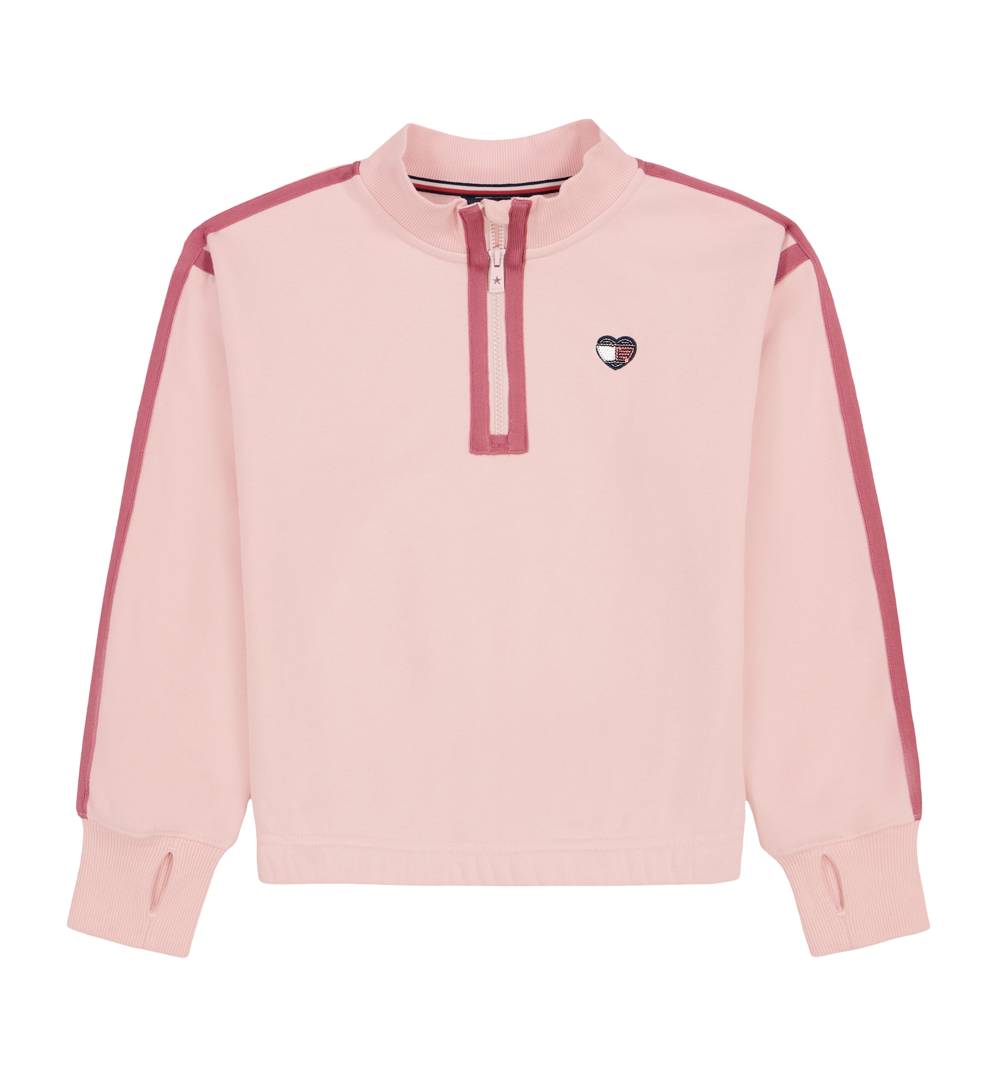 Tommy Hilfiger Girls' 7-16 Fleece Quarter-Zip Sweatshirt - Lotus