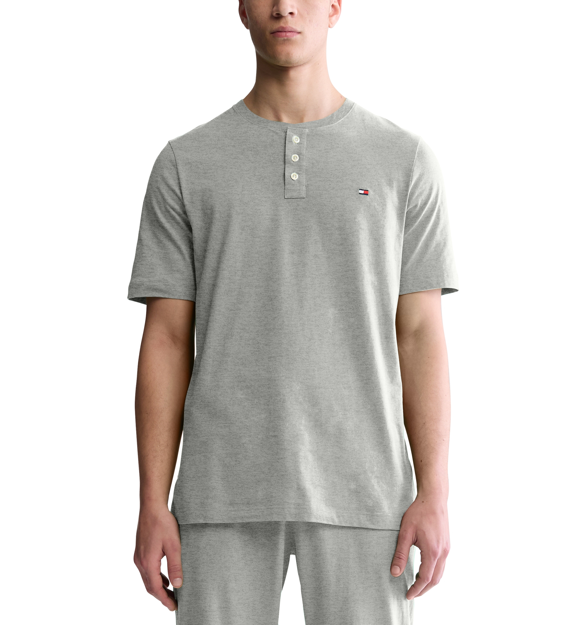 Tommy Hilfiger Men's Classic-Fit Short-Sleeve Solid Henley T-Shirt - Grey Heath