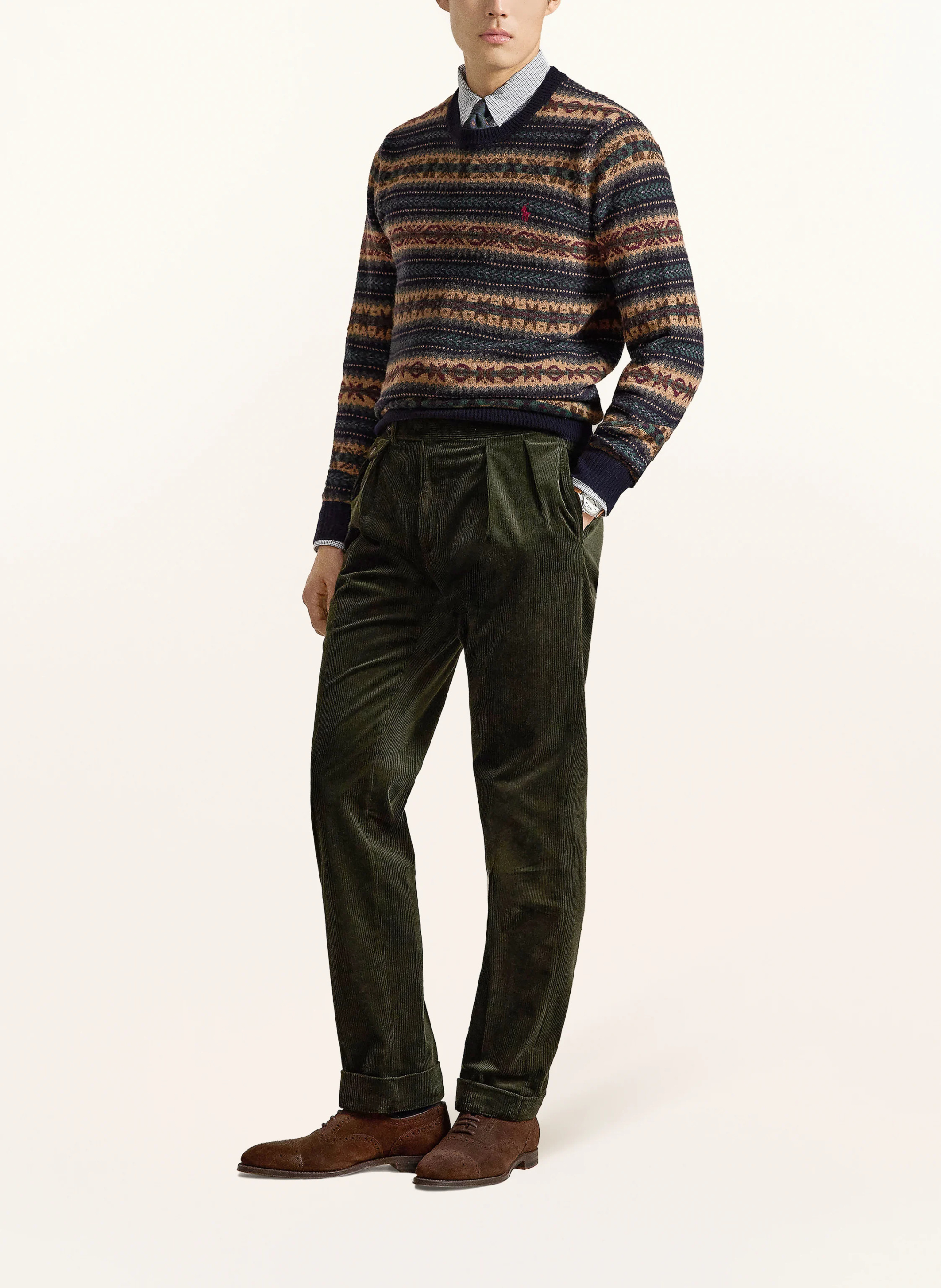 POLO RALPH LAUREN Pullover – DUNKELBLAU / HELLBRAUN / GRÜN