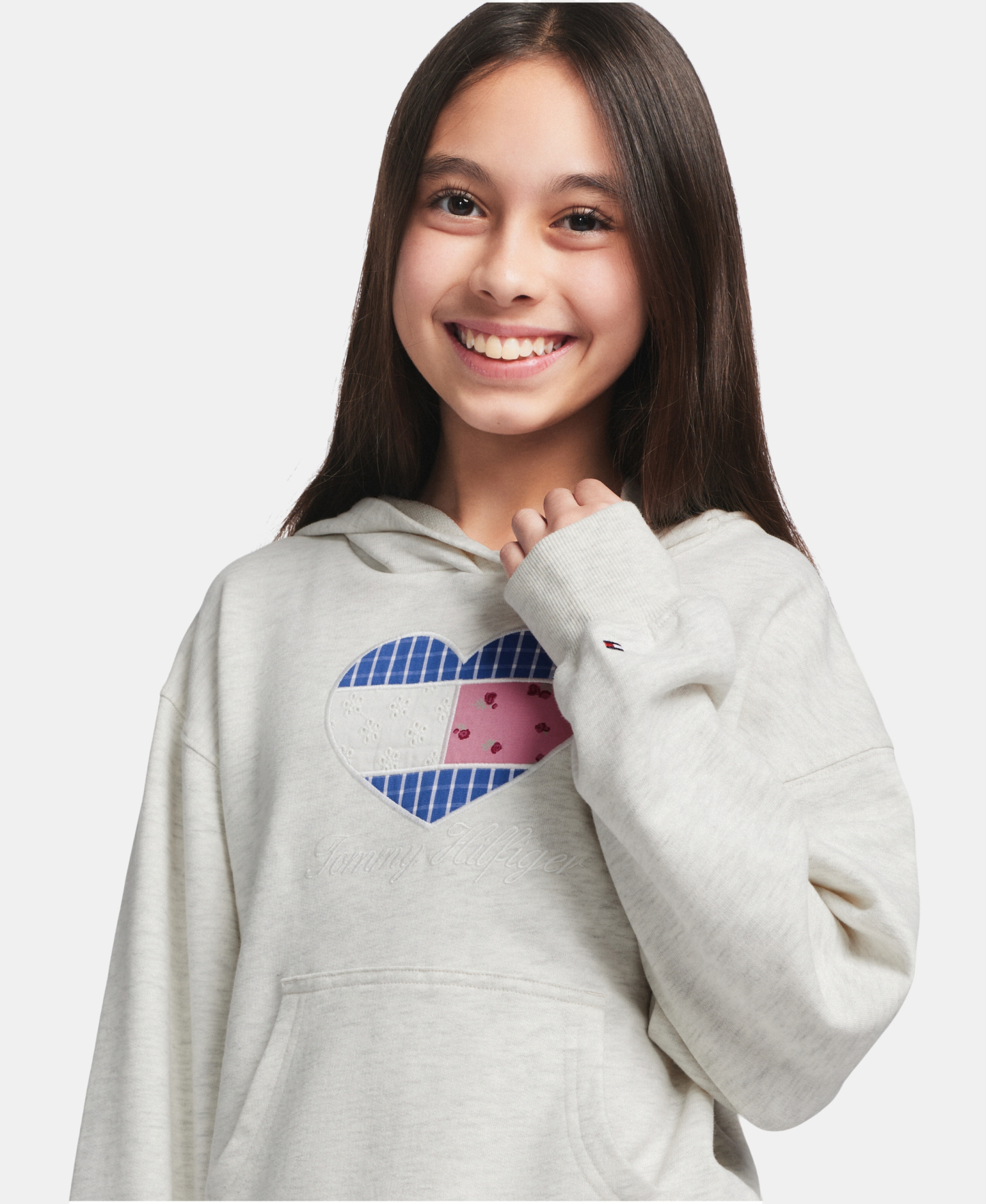 Tommy Hilfiger Girls' 7-16 Long-Sleeve Hoodie - Oat Heather