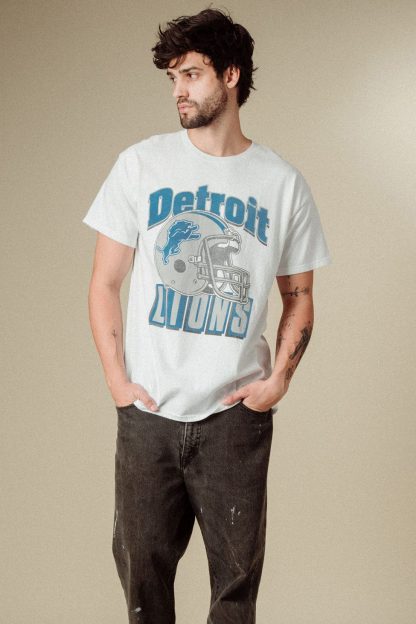 Junk Food NFL Throwback Helmet Flea Market Tee - Detroit Lions