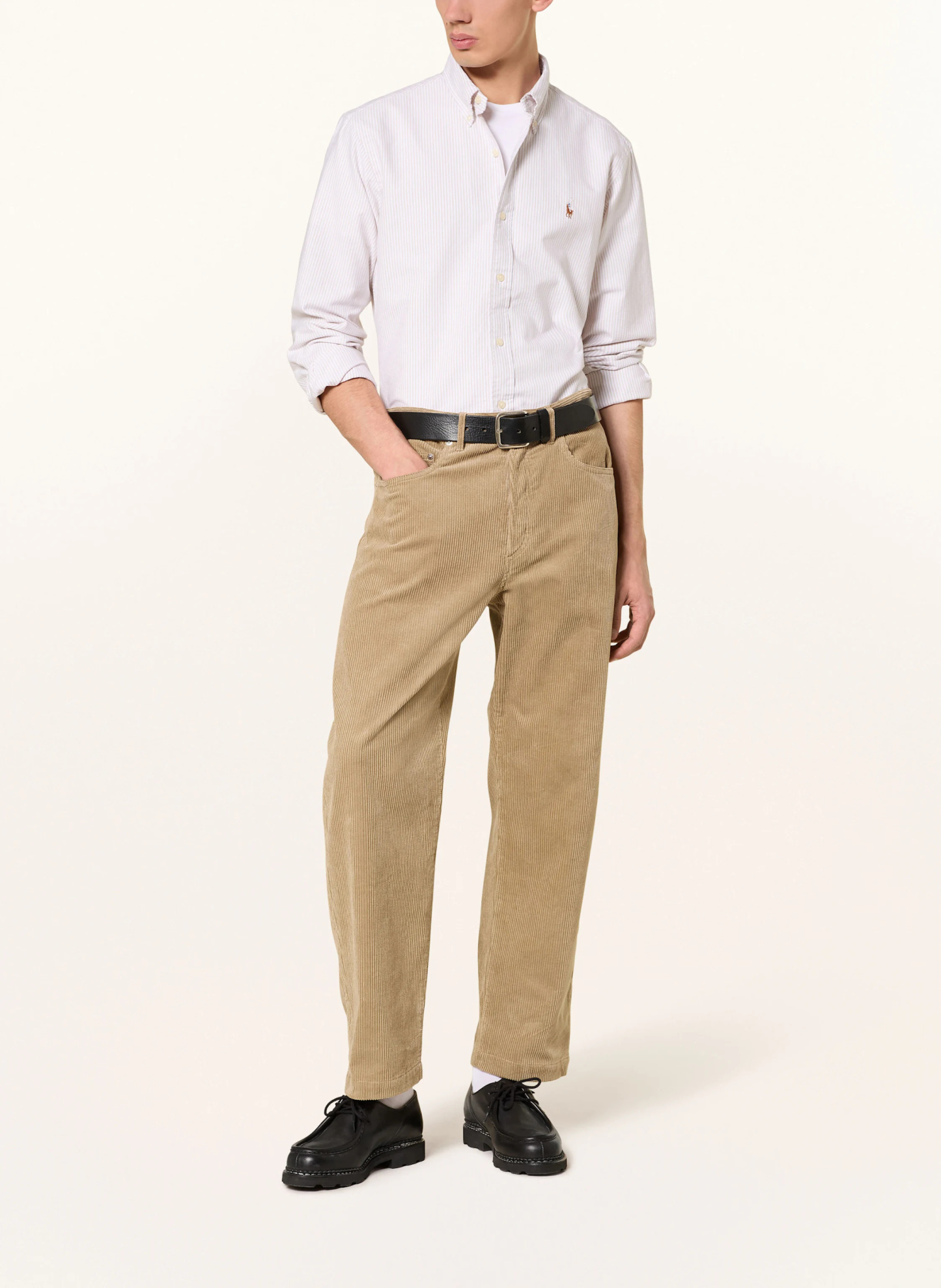 POLO RALPH LAUREN Hemd Custom Fit – BEIGE / WEISS