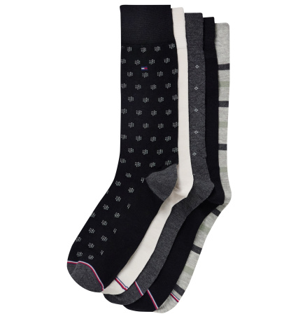 Tommy Hilfiger Men's Dress Crew Socks, 5-Pack - Black/Gray/Beige/Cream