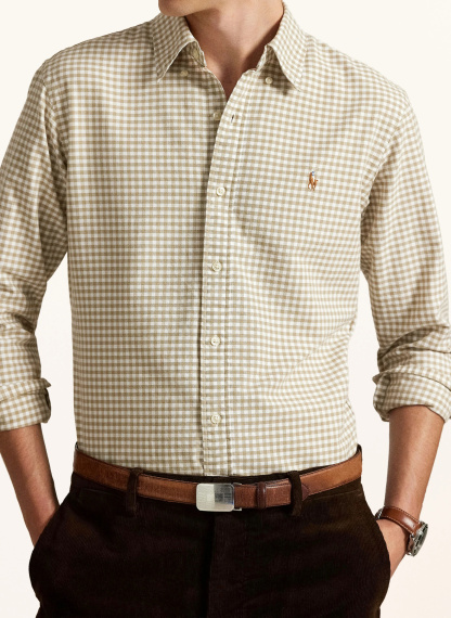 POLO RALPH LAUREN Hemd Custom Fit – BEIGE / WEISS