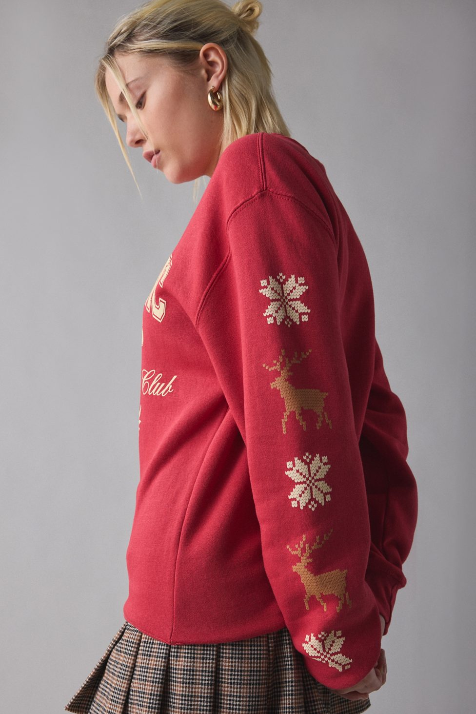 Mont Blanc Ski Club Crest Graphic Crew Neck Pullover - Red
