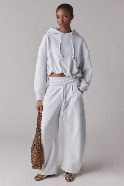 Out From Under Essential Barrel Leg Full Length Sweatpants - Heather Grey