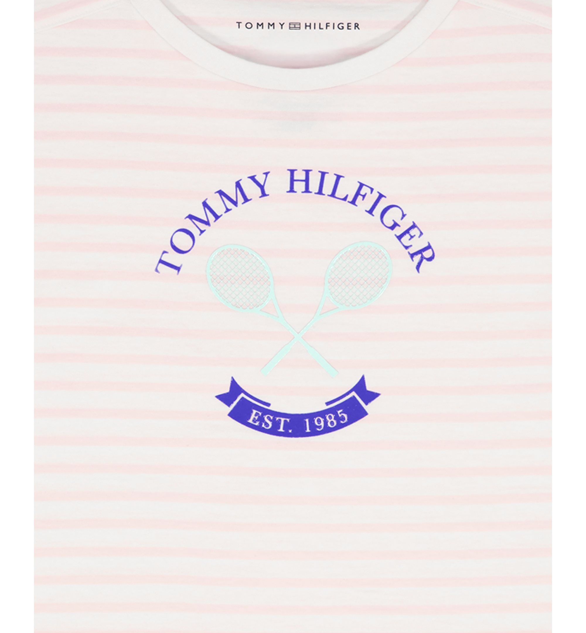 Tommy Hilfiger Girls' 7-16 Round Neck Stripe T-Shirt - Light Pink