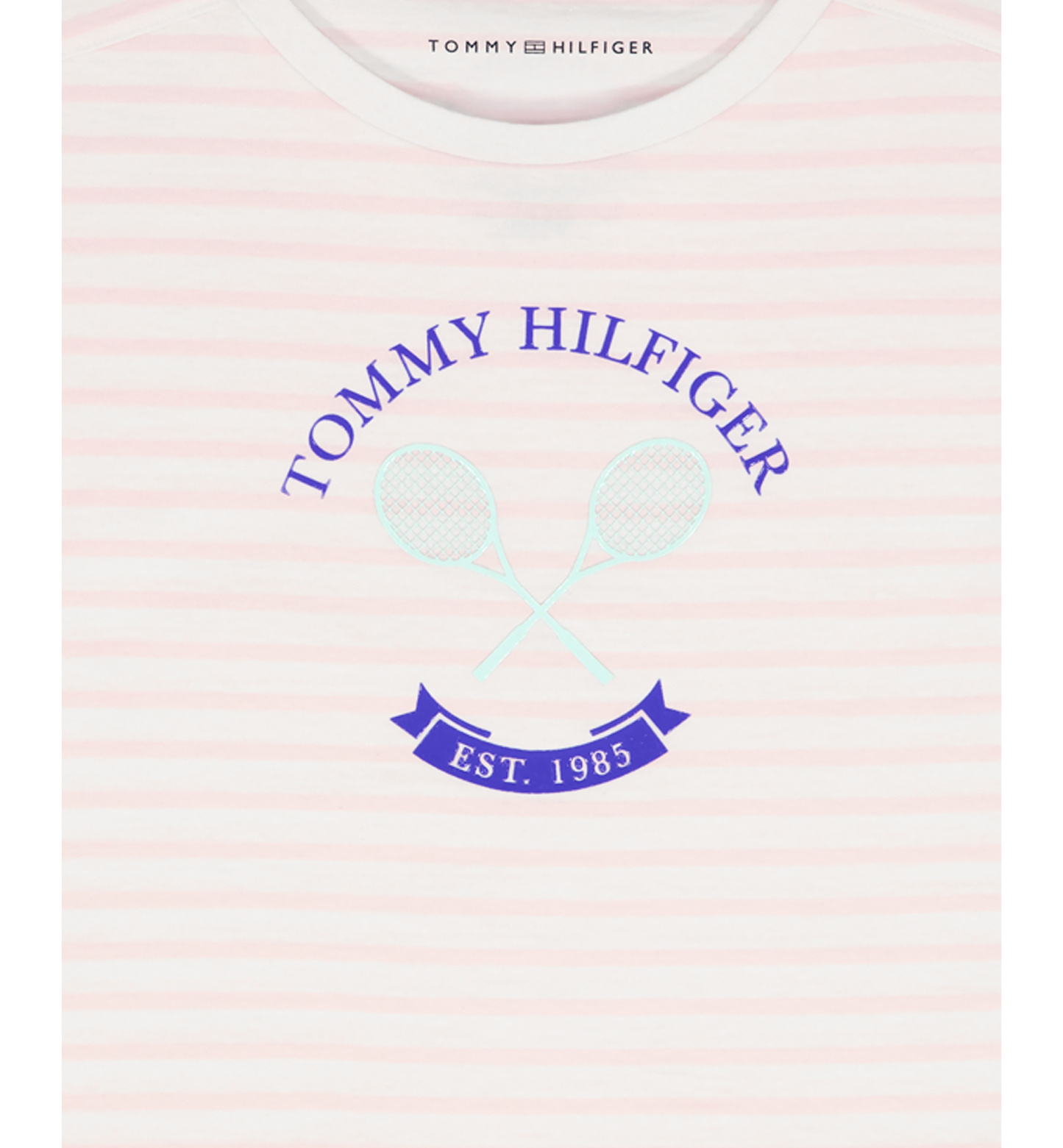 Tommy Hilfiger Girls' 7-16 Round Neck Stripe T-Shirt - Light Pink