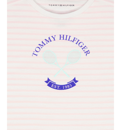 Tommy Hilfiger Girls' 7-16 Round Neck Stripe T-Shirt - Light Pink
